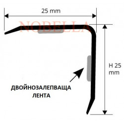 ЪГЛОВА ЛАЙСТНА ОТ АЛУМИНИЙ   25х25 мм 2.7м