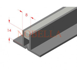 ДЕЛАТАЦИОННА ЛАЙСТНА ЗА ЛЕПИЛO СИВО-ПРОЗРАЧНО - 14x8mm 2.5м