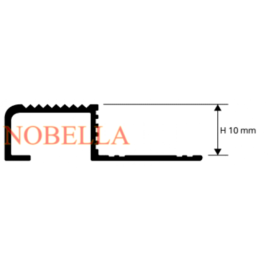 ПРОТИВОПЛЪЗГАЩ ПРОФИЛ ЗА СТЪПАЛА ОТ АЛУМИНИЙ H10x22mm 2.7m ПРОТИВОПЛЪЗГАЩ ПРОФИЛ ЗА СТЪПАЛА ОТ АЛУМИНИЙ H10x22mm 2.7m