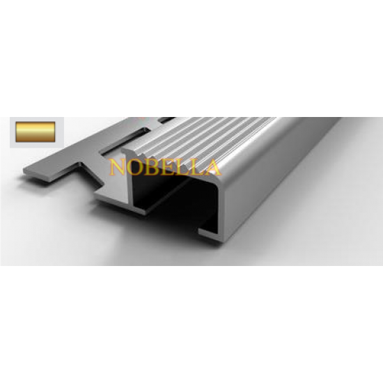 ПРОТИВОПЛЪЗГАЩ ПРОФИЛ  ЗА СТЪПАЛА ОТ АЛУМИНИЙ H10x20 mm, Злато мат 2.7м