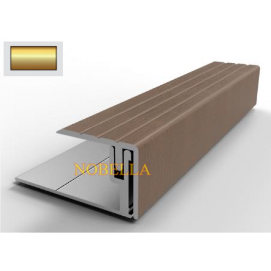 ПРОТИВОПЛЪЗГАЩ ПРОФИЛ  ЗА СТЪПАЛА ОТ АЛУМИНИЙ H16 25x20 mm, Злато мат 2.7м